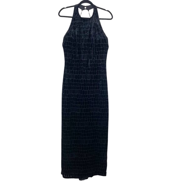 Jessica McClintock 12 Black Velvet Beaded Open Back Whimsigoth Formal Dress‎ - Picture 1 of 10